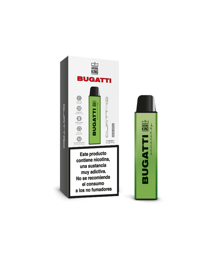Vapers Desechables Aroma King Bugatti Quattro Sour Apple 20mg
