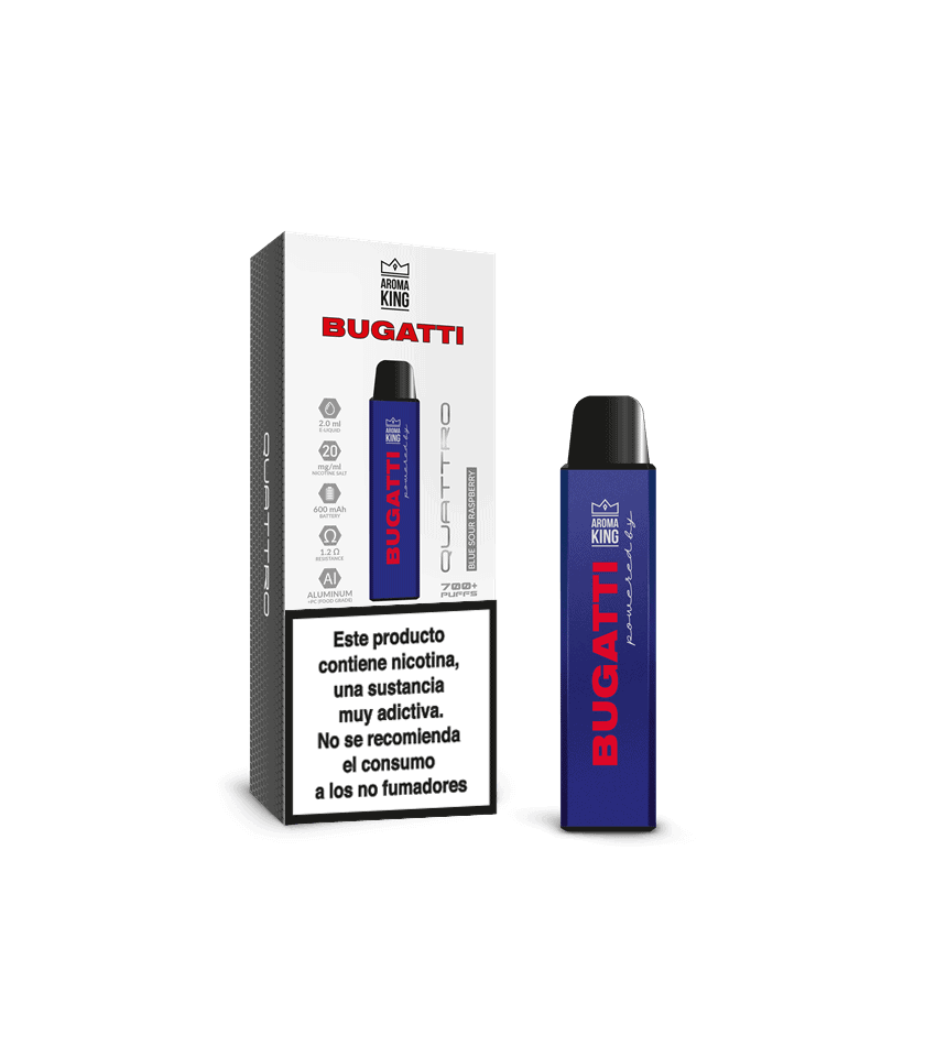 Vapers Desechables Aroma King Bugatti Quattro Blue Sour Raspberry 20mg