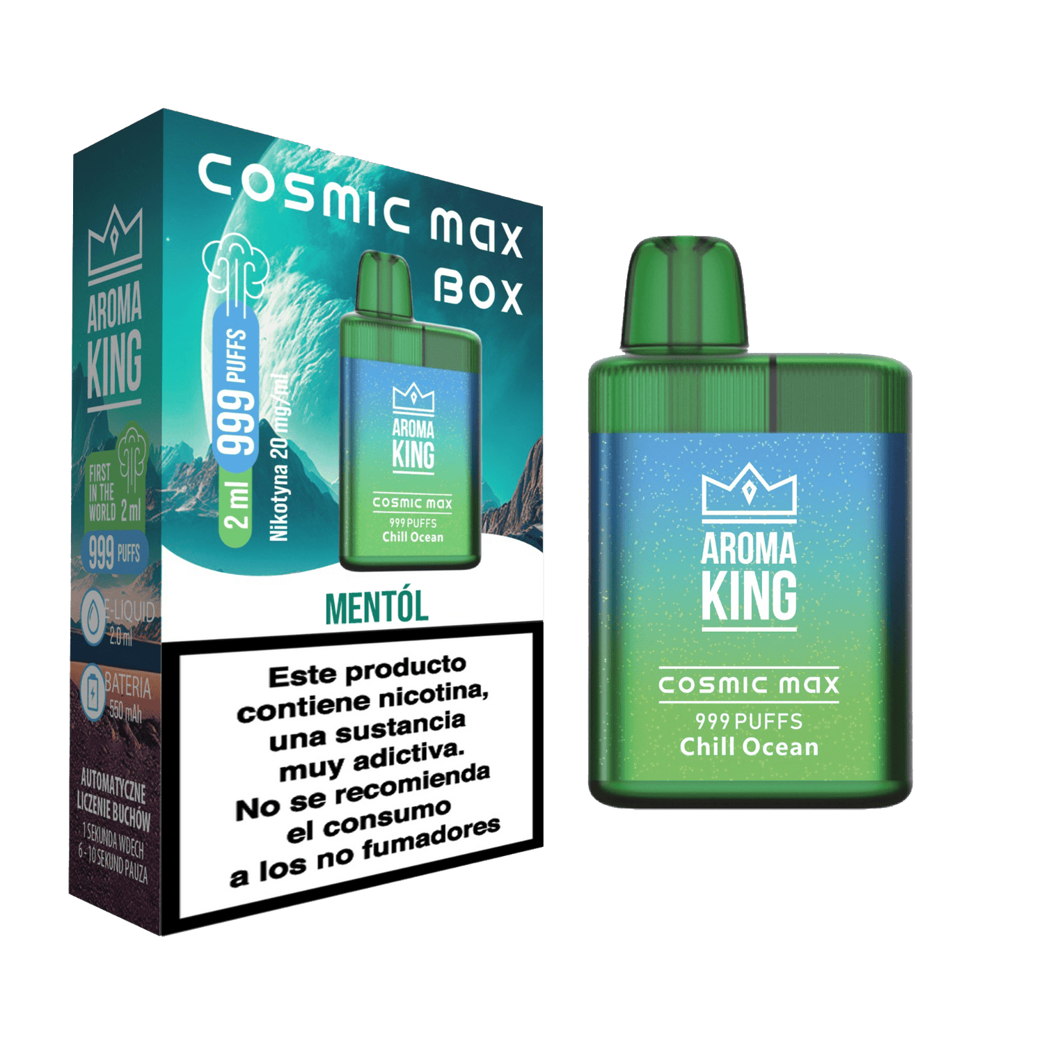 Vapers Desechables Aroma King Cosmic Max Box Chill Ocean