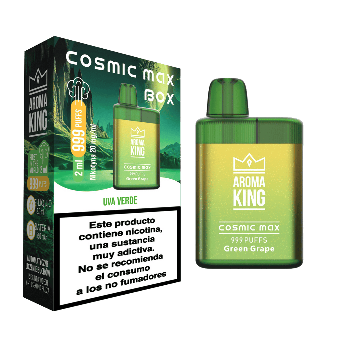 Vapers Desechables Aroma King Cosmic Box Green Grape