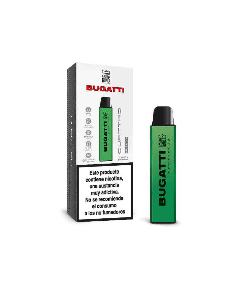 Vapers Desechables Aroma King Bugatti Quattro Apple Peach 20mg
