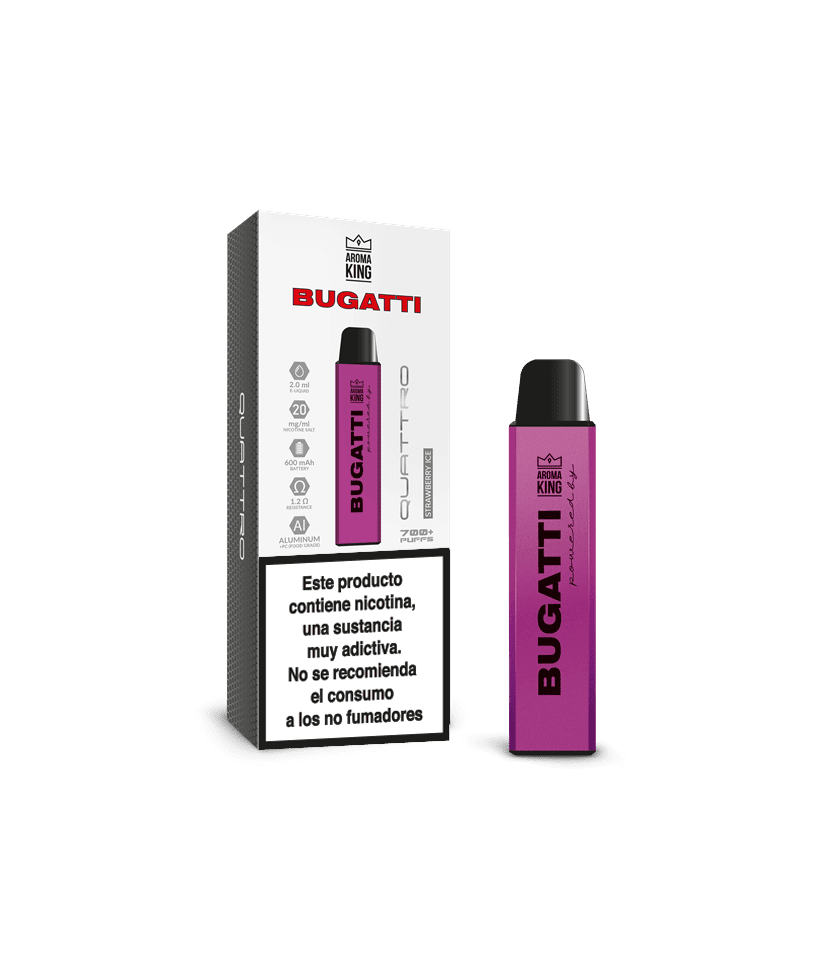 Vapers Desechables Aroma King Bugatti Quattro Strawberry 20mg