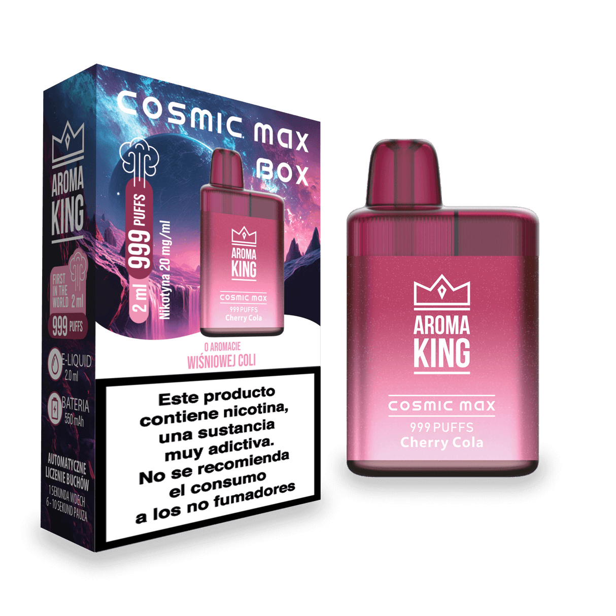 Vapers Desechables Aroma King Cosmic Box Cherry Cola 20 Mg