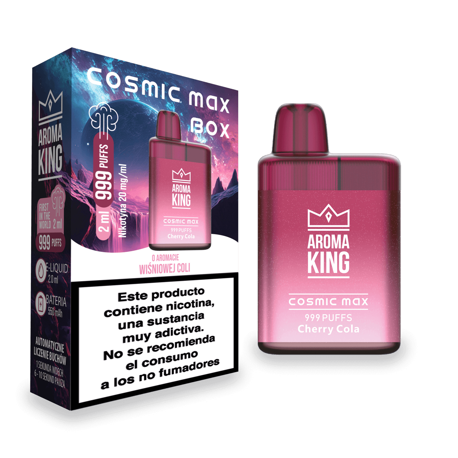 Vapers Desechables Aroma King Cosmic Box Cherry Cola 20 Mg