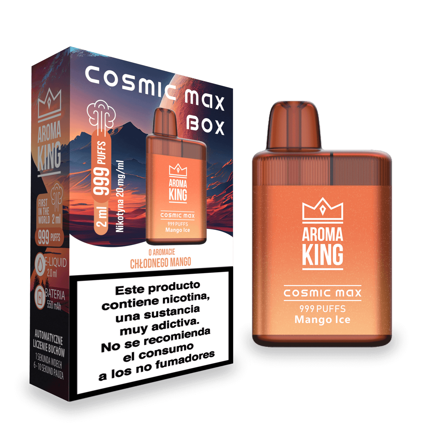 Vapers Desechables Aroma King Cosmic Box Mango Ice 20 Mg