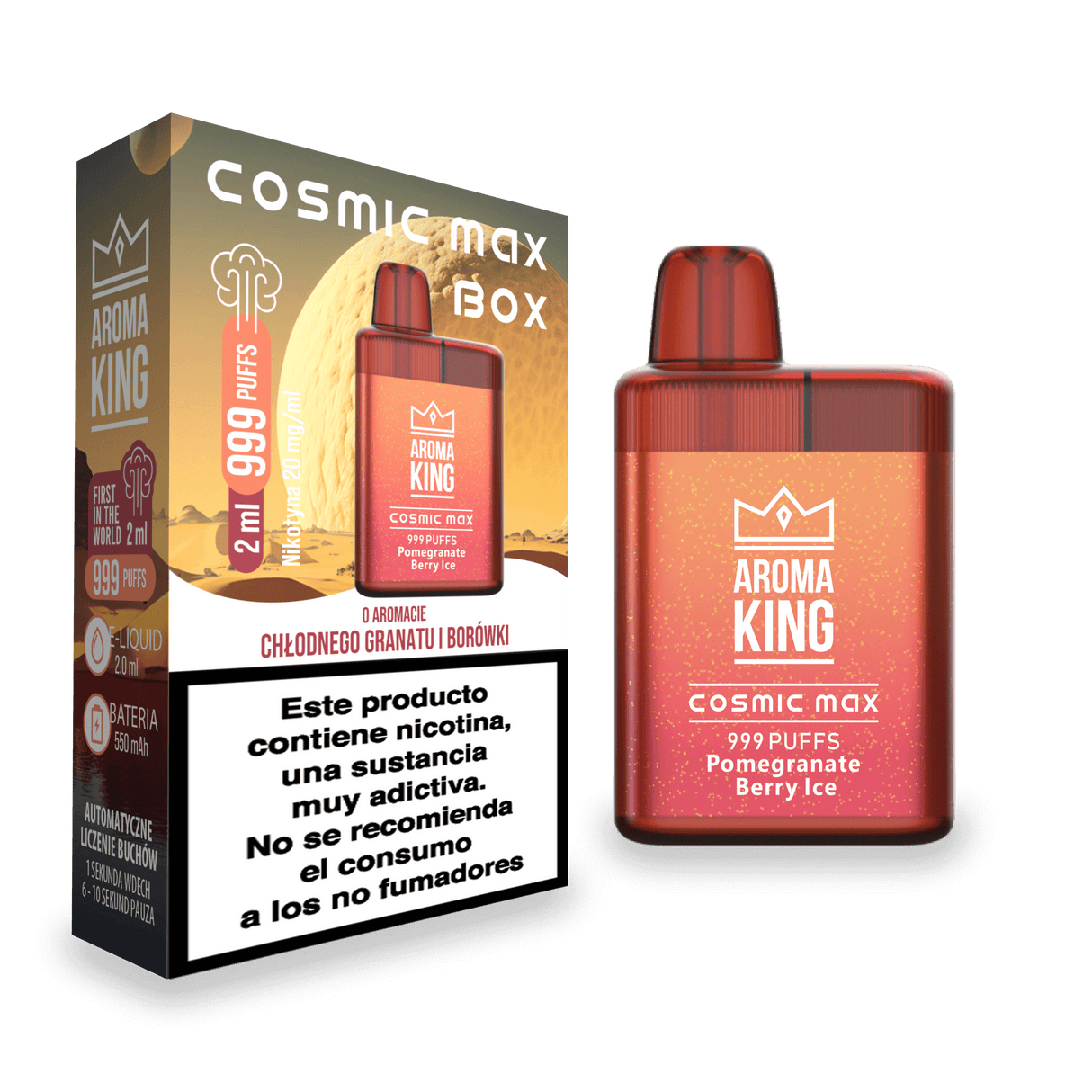 Vapers Desechables Aroma King Cosmic Box Pomegranate Berry Ice 20 Mg