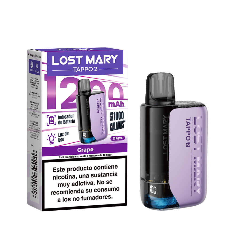 Lost Mary TAPPO 2 sabor Grape con batería recargable de 1200 mAh