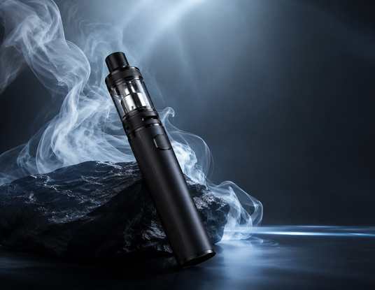 Cigarro electrónico en fondo oscuro minimalista