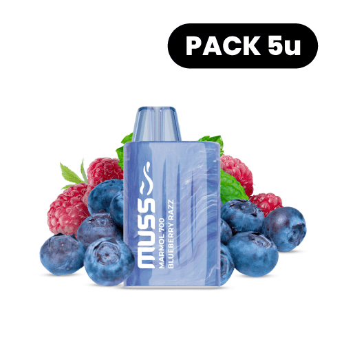 Vapers Desechables Muss Marmol 700 Vaper Desechable Blueberry Razz (Pack 5)
