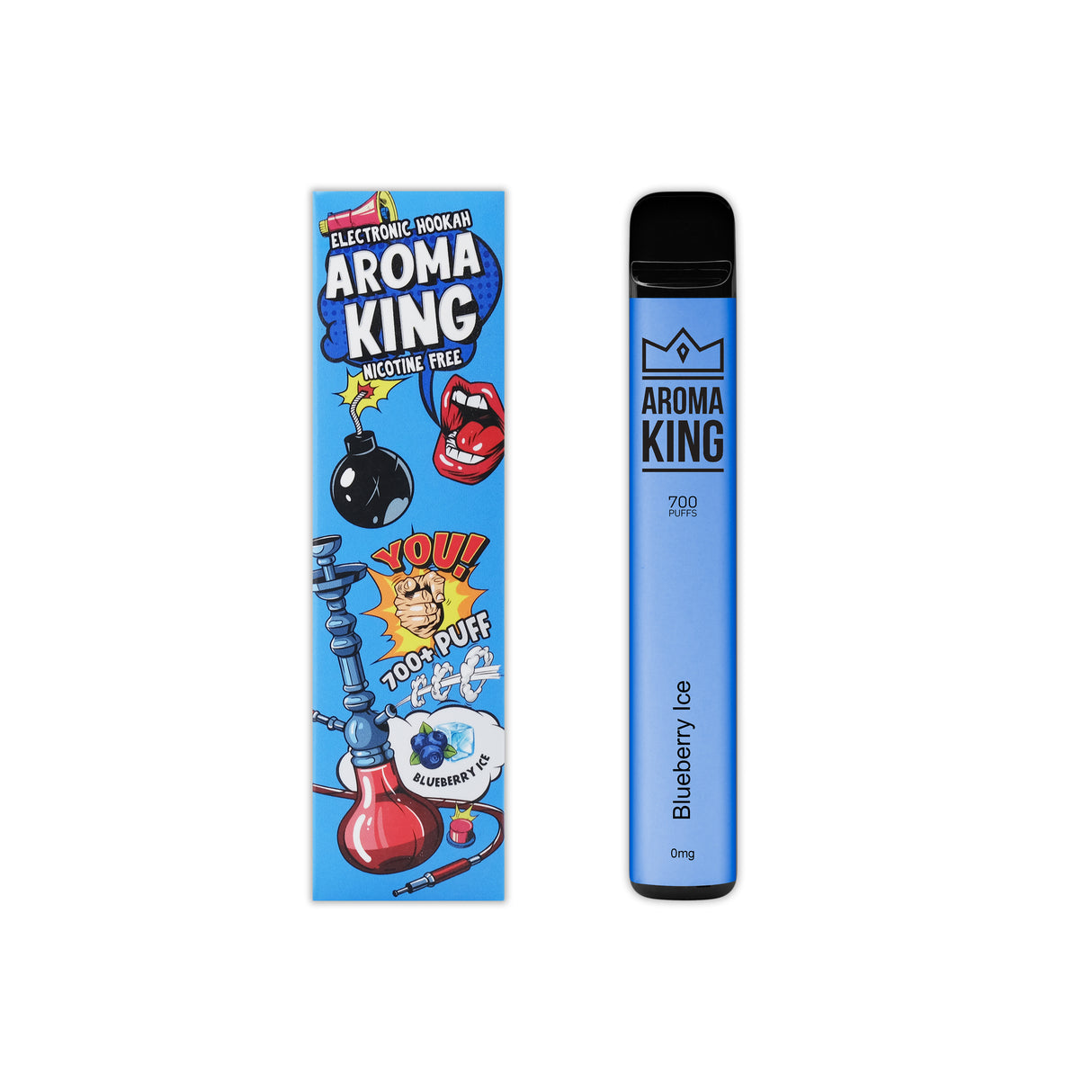 Vaper Desechable Aroma King Hookah Blueberry Sin Nicotina