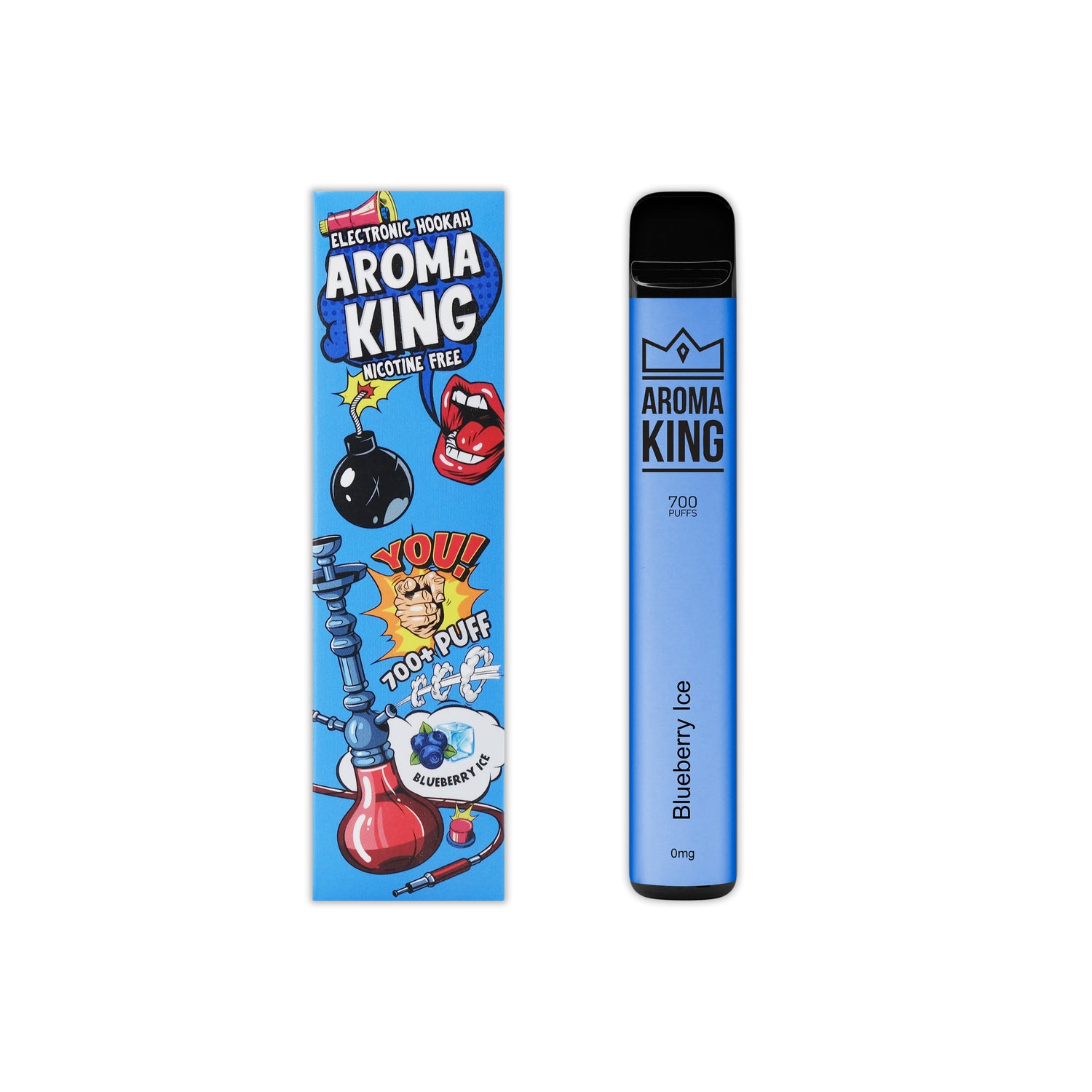 Vaper Desechable Aroma King Hookah Blueberry Sin Nicotina