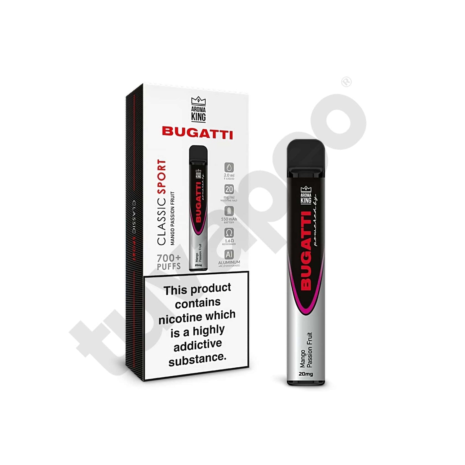 Vapers Desechables Aroma King Bugatti Classic Sport Mango Passion Fruit 20mg