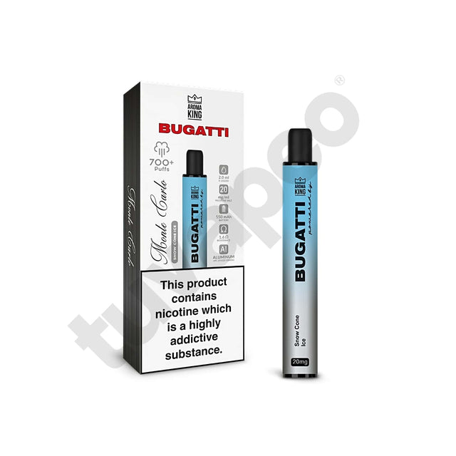 Vapers Desechables Aroma King Bugatti Monte Carlo Snow Cone Ice 20mg