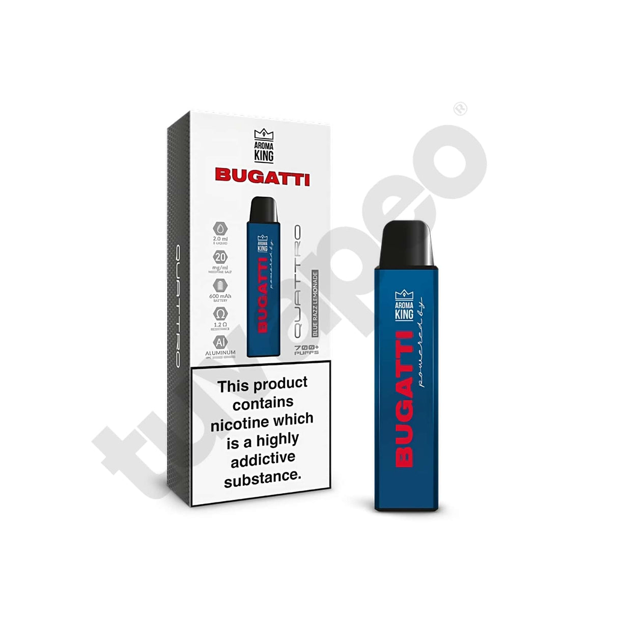 Vapers Desechables Aroma King Bugatti Quattro Blue Razz Lemonade 20mg