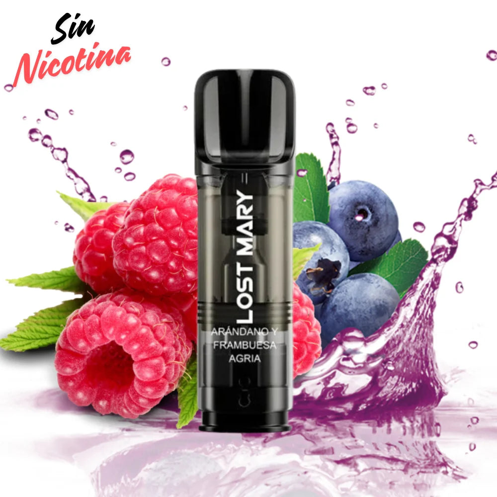 Vapers Desechables Lost Mary Tappo Air Cápsula Blueberry Sour Raspberry Sin Nicotina (Pack 2)
