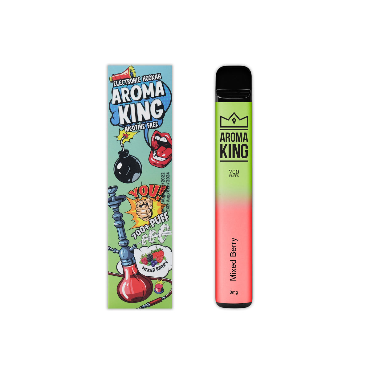 Vaper Desechable Aroma King Hookah Mixed Berry Sin Nicotina