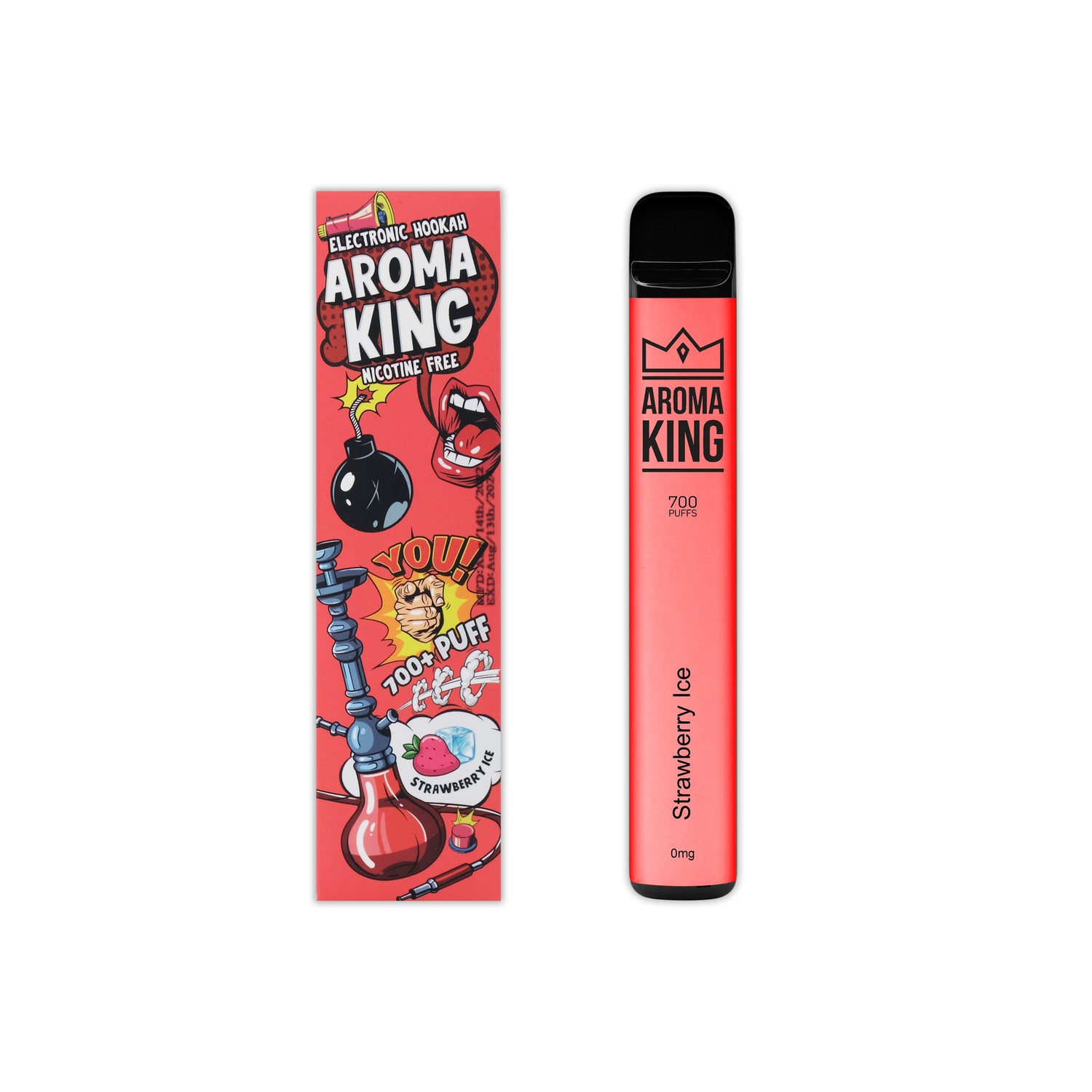Vaper Desechable Aroma King Hookah Strawberry Sin Nicotina