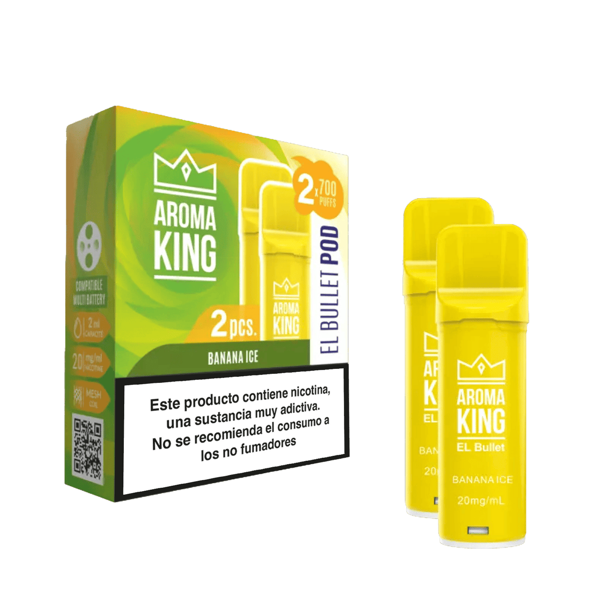 Aroma King Smart Cápsula sabor Banana 20 mg/ml 1400 puffs (2x700), dispositivo desechable con caja original.