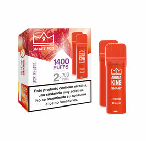 Aroma King Smart Cápsula Lychee Ice 20mg 1400 puffs (2x700) pack de 2 dispositivos color rojo.