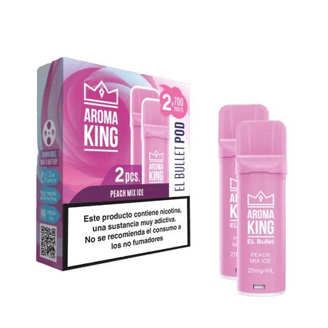 Aroma King Smart Cápsula Peach Mix Ice 20mg 1400 puffs (2x700) pack de 2 dispositivos color rosa.