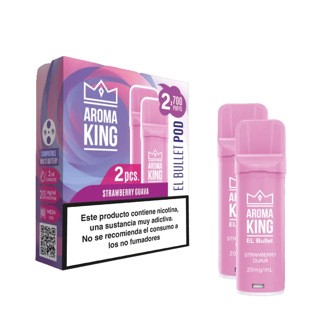 Aroma King Smart Cápsula Strawberry Guava 20mg 1400 puffs (2x700) pack de 2 dispositivos color rosa.