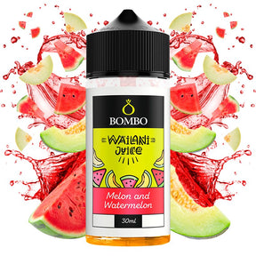 Botella de aroma longfill Wailani Juice by Bombo Melon and Watermelon de 30 ml (formato 30/120 ml), con diseño afrutado que evoca melón y sandía.