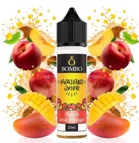 Peach and Mango aroma in format Longfill 15ml/60ml of Wailani Juice by Bombo, tropical blend of sweet peach and juicy mango