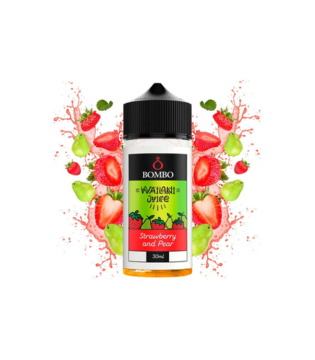 Wailani Juice by Bombo Strawberry and Pear longfill aroma bottle of 30 ml (30/120 ml format), with a fruity design that evokes strawberry and pear.