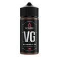 Botella de base Bombo 100% VG (glicerina vegetal) de 70 ml, con diseño negro minimalista y etiquetado claro.