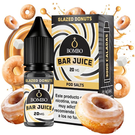 Botella de e-liquid Bombo Bar Juice Glazed Donuts de 10 ml, con diseño dulce que evoca donuts glaseados.