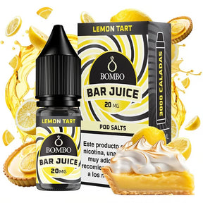 Botella de e-liquid Bombo Bar Juice Lemon Tart de 10 ml, con diseño dulce y cítrico que evoca tarta de limón.