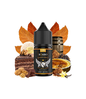 Bombo Kings Crest Don Juan Supra Reserve Flacone da 10 ml per e-liquid, dal design che evoca tabacco, cioccolato, nocciole e crema caramellata.
