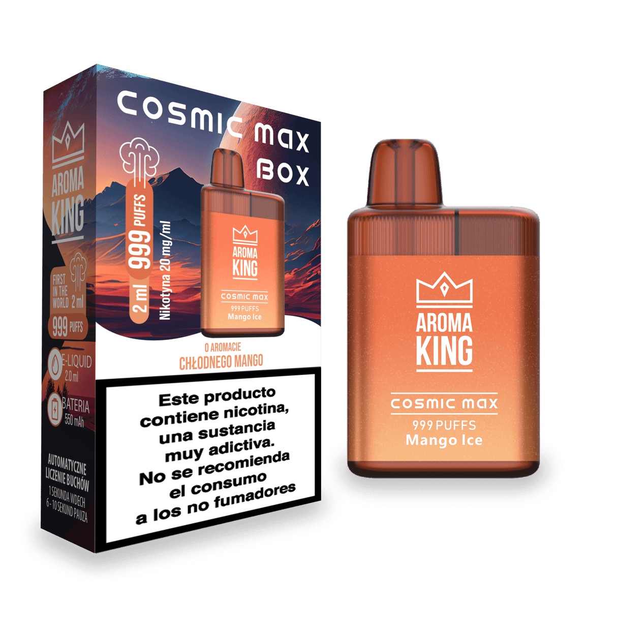 Vapers Desechables Aroma King Cosmic Box Mango Ice 20 Mg