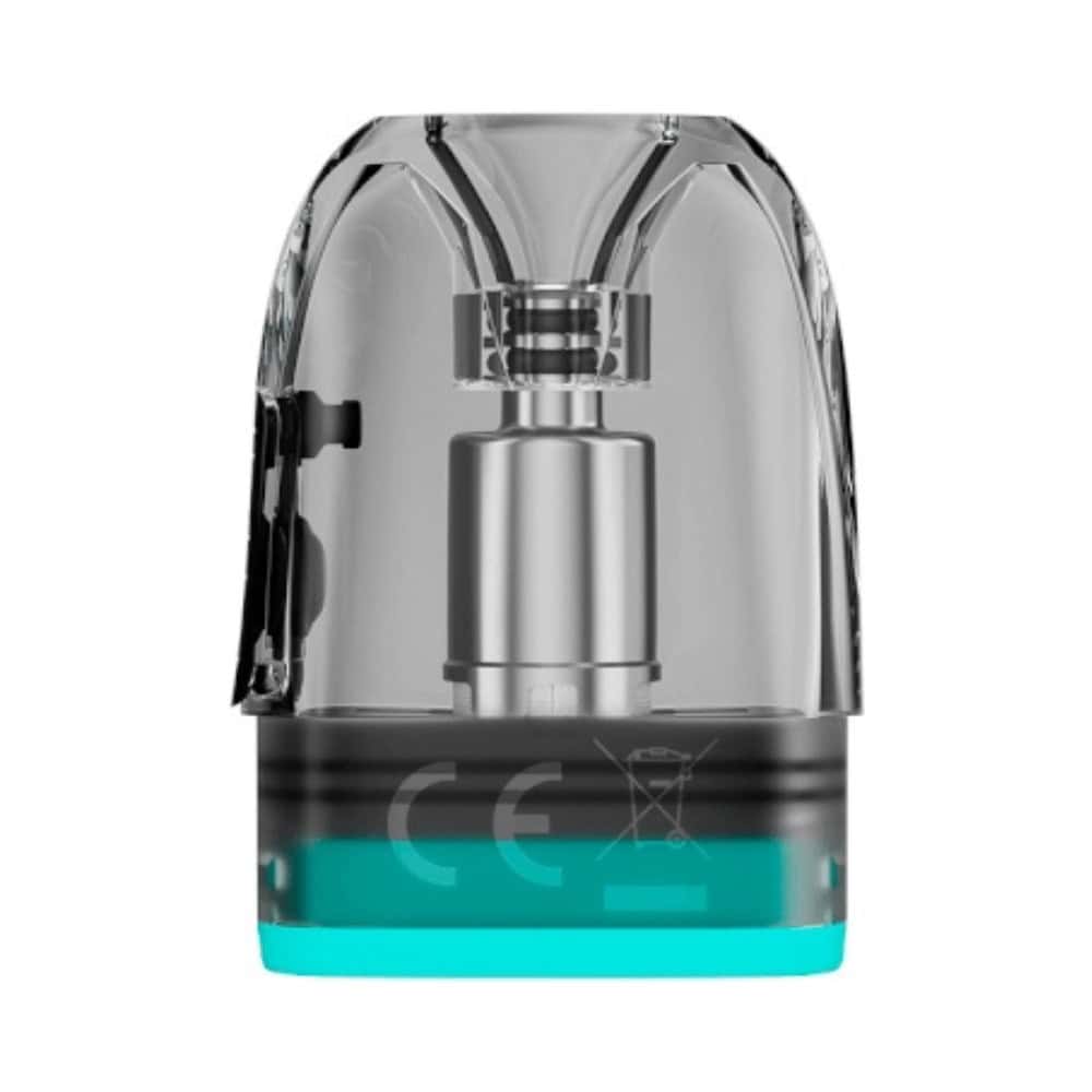Cartuccia Voopoo Argus Top Fill (confezione da 3 unità), con design trasparente che permette di vedere l'interno, sistema di riempimento superiore e base turchese compatibile con i dispositivi Argus.
