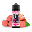 Parfum Drifter Bar Jus Lychee 24 ml au format longfill, bouteille avec une étiquette dans les tons roses à côté de litchis qui représentent sa saveur.
