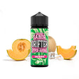 Aroma Drifter Hyper Triple Melon Ice 10 ml in formato longfill, bottiglia con un'etichetta verde accanto a diversi tipi di melone e ghiaccio che ne rappresentano il sapore.