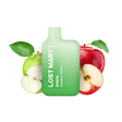 Vaper desechable Lost Mary BM600 Double Apple 20 mg/ml, dispositivo compacto con hasta 600 puffs y e-liquid sabor doble manzana (mezcla de manzana verde y roja), diseño en color verde con boquilla integrada y presentación visual con manzanas que representan el sabor del producto..