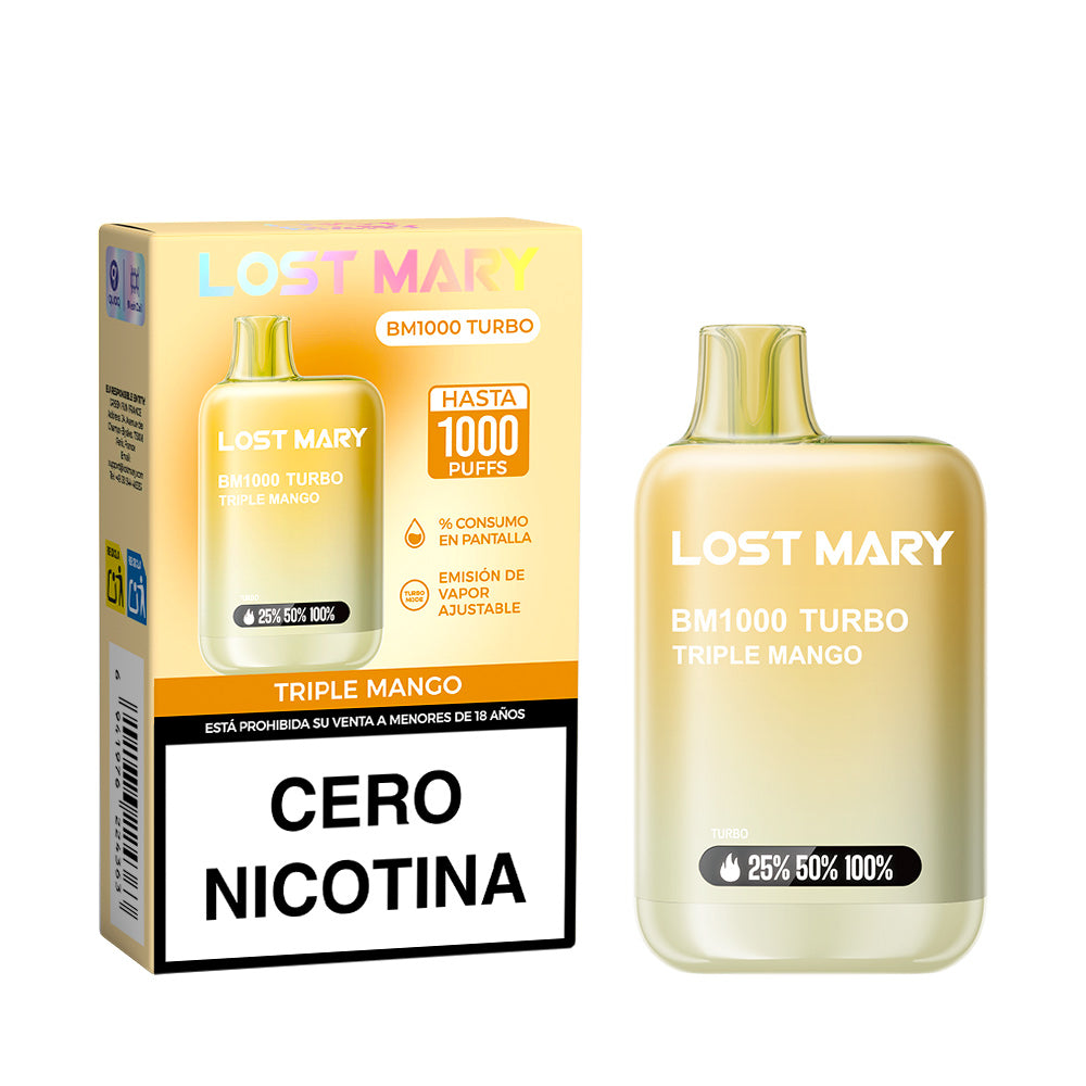 Disposable Vape Lost Mary BM1000 Nicotine Free Triple Mango flavor