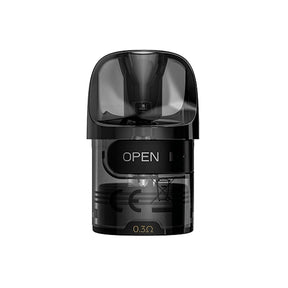 Replacement cartridge Lost Vape E Plus Pod, with transparent design, integrated mouthpiece and 2 ml tank, compatible with Thelema Elite devices and available in different resistances for MTL or DTL vaping.
