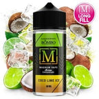 Aroma da svapare Magnum Vape Coco Lime Ice formato longfill da 30 ml, bottiglia dal design colorato accompagnato da cocco, lime e cubetti di ghiaccio che rappresentano il suo sapore tropicale e rinfrescante.