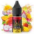 vaping liquid Magnum Vape Salt Mango Passion Ice 10ml, bottle with a colorful design accompanied by mango, passion fruit and ice cubes that represent its tropical and refreshing flavor.