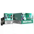 Pack de 10 cajas de cápsulas Vapeame Menthol, pods para vape sabor mentol refrescante con sistema 2x800 puffs (hasta 1600 caladas), presentadas en su caja verde original.