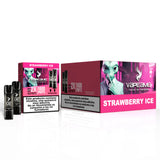 Pack de 10 cajas de cápsulas Vapeame To Revive Strawberry Ice, pods para vape sabor fresa con toque mentolado refrescante, sistema 2x800 puffs (hasta 1600 caladas), presentadas en su caja rosa original.