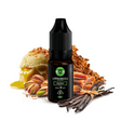 Liquido di sali di nicotina Montreal Velvet da 10 ml, flacone dal design dai toni scuri, accompagnato da note di tabacco morbido che ne rappresentano il sapore.