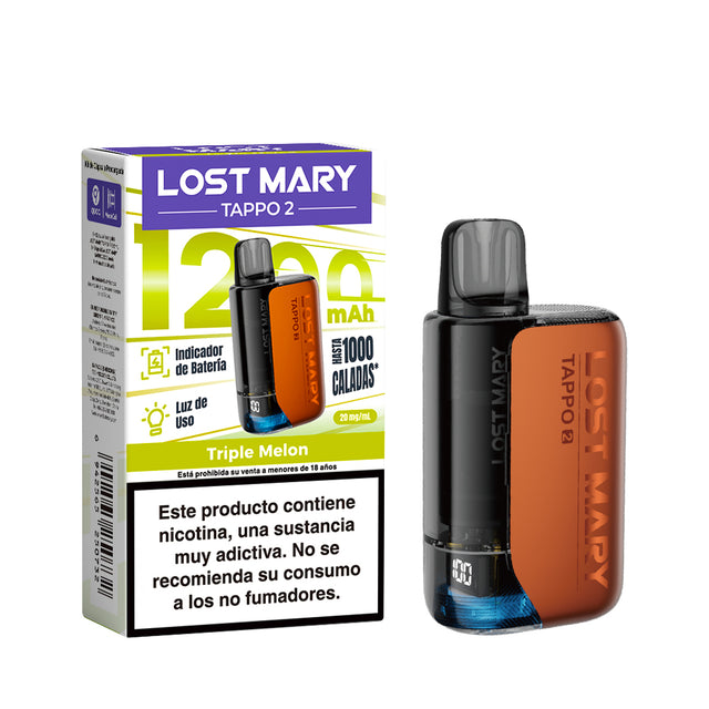 Lost Mary TAPPO 2 sabor Triple Melon con batería recargable de 1200 mAh