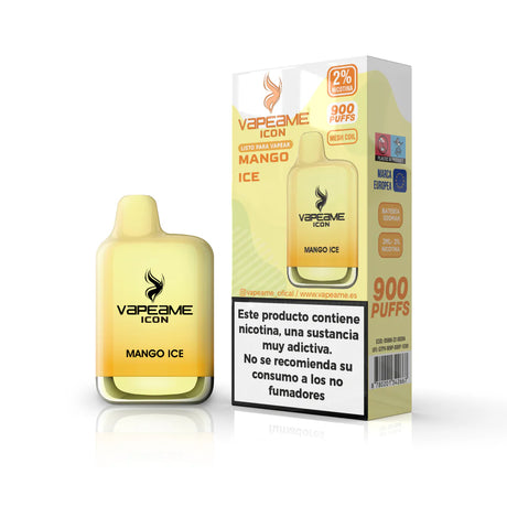 Vapeame Icon Mango Ice 20mg 900 puffs vaper desechable color amarillo.