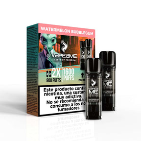 Vapeame To Revive Gusto Anguria Bubblegum capsule 20mg 1600 spruzzi (2x800) confezione da 2 cialde con scatola rosa e verde.