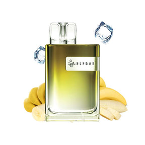 Disposable Vape Elfbar CR600 Banana Ice: ready-to-use device with sweet and creamy banana flavor combined with a touch of refreshing ice, ideal for a smooth and tropical experience.