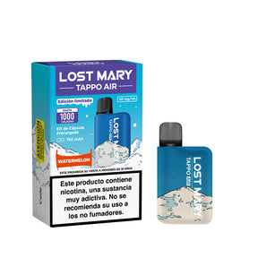 Vaper Lost Mary Tappo Air Watermelon (Edición Especial): dispositivo recargable con cápsula precargada que ofrece un sabor sandía dulce y jugosa, con un toque refrescante, en una edición limitada con diseño exclusivo.
