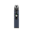 Sigaretta Elettronica Ricaricabile Geekvape Kit Pod Wenax Q2 in blu navy dal design compatto, schermo frontale circolare che mostra la potenza e cartuccia trasparente superiore con bocchino integrato.